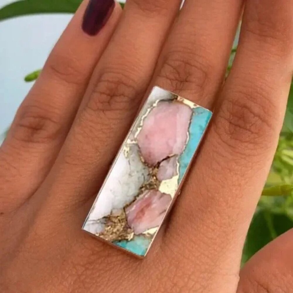 Vibrant Pink and Blue Statement Ring